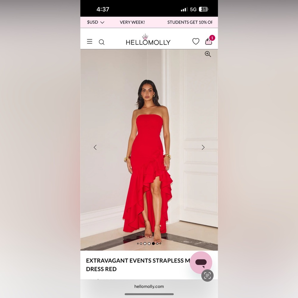 Hello Molly Red Strapless Wedding Dress